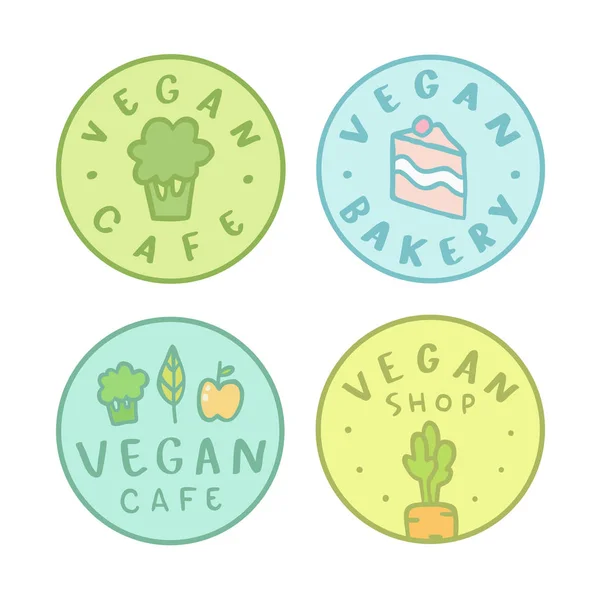 Collection of vegan bakery, cafe, shop badges. — Stock Vector