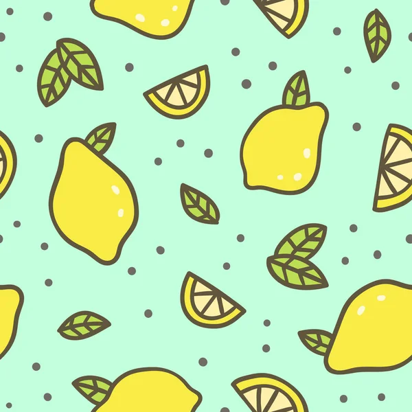 Fondo brillante de limones y hojas . — Vector de stock