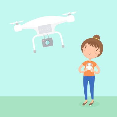 Kız bir dron pilot.