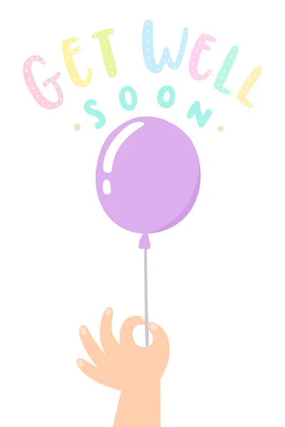 Get well soon. Hand holding a balloon. — Stock Vector