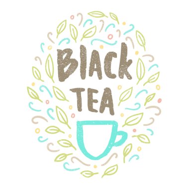 Siyah çay. Yazı ve karalamalar.