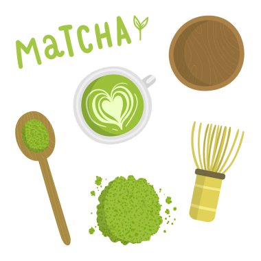 Matcha çay seti. Yalıtılmış nesne.