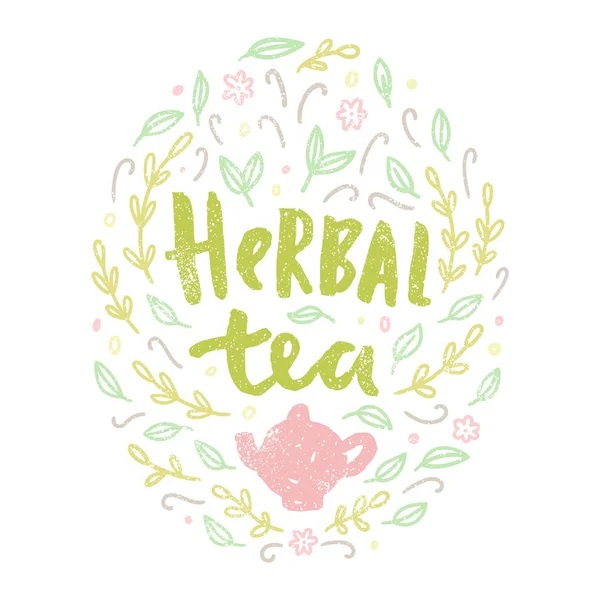 Herbal tea. Lettering and doodles. — Stock Vector