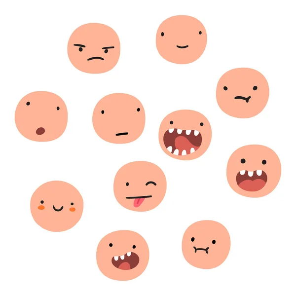 Diferentes emociones de la cara de cartón . — Vector de stock