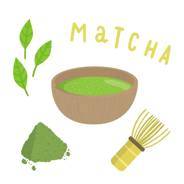 Set for making matcha tea. — Stock Vector