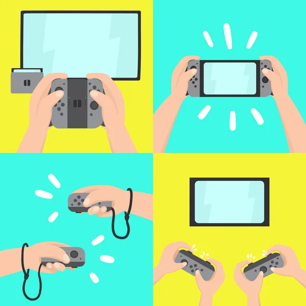 Gaming system. Four different types of use. — Stock Vector