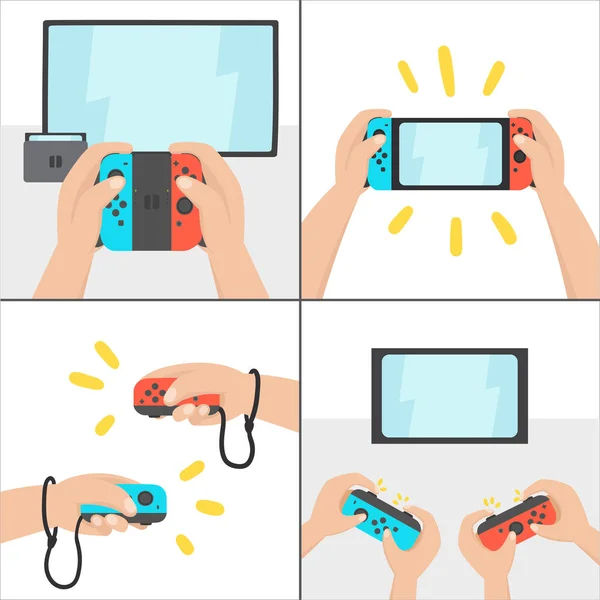 New switching gaming system. Portable console. — Stock Vector