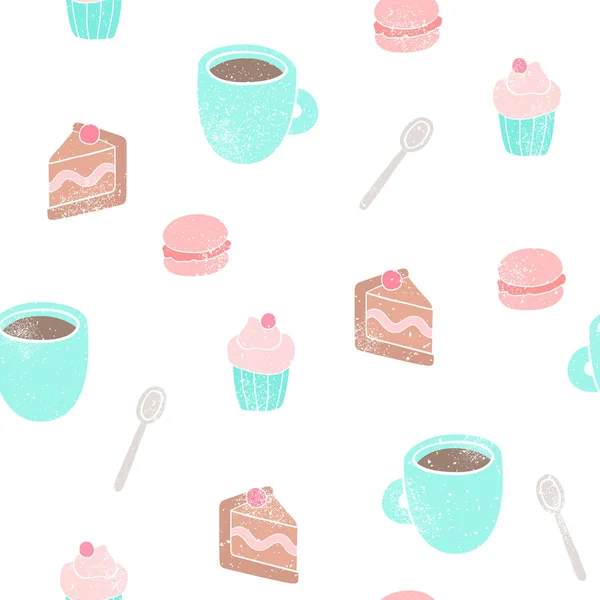 Tea and desserts background. — Stock Vector