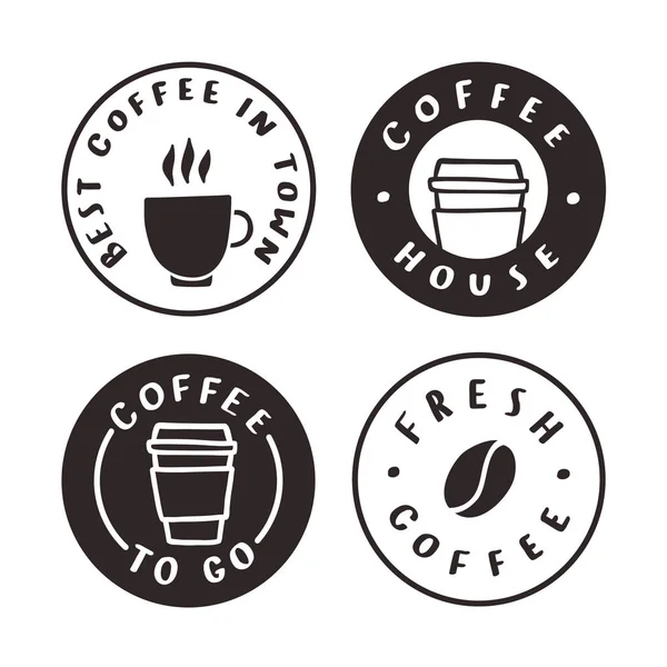 Kaffeeabzeichen. Logos, Etiketten. — Stockvektor