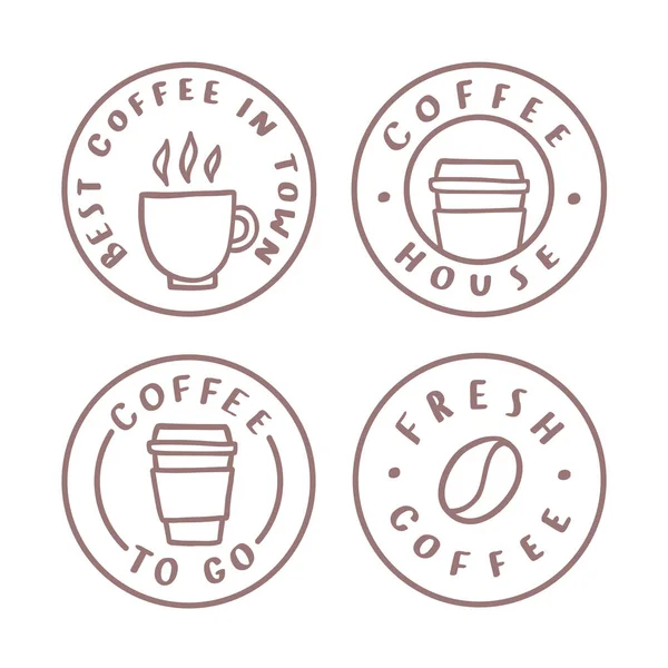 Kaffeeabzeichen. Logos, Etiketten. — Stockvektor