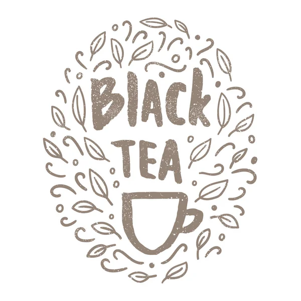 Μαύρο τσάι doodles. — Διανυσματικό Αρχείο