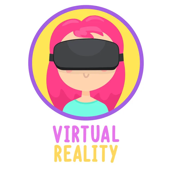 Девушка в очках виртуальной реальности . — стоковый вектор