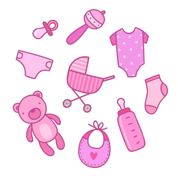 Baby girl things. — Stock Vector