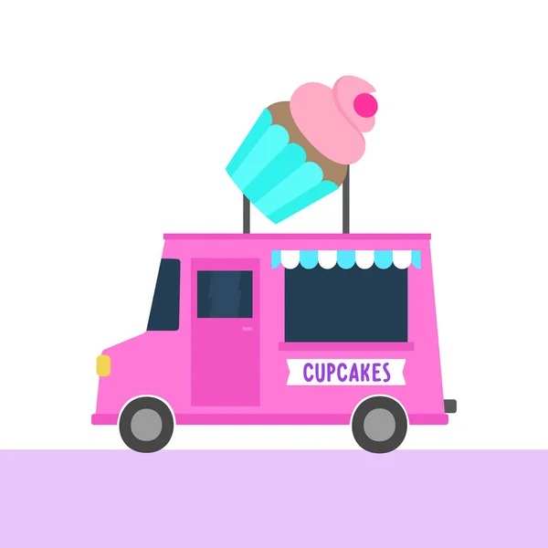 Camion avec cupcakes. Alimentation de rue . — Image vectorielle