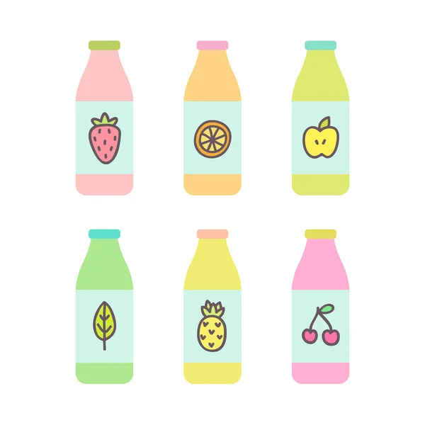 Ensemble de bouteilles avec smoothie, jus . — Image vectorielle