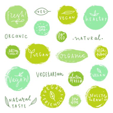 Gıda rozetleri kümesi.