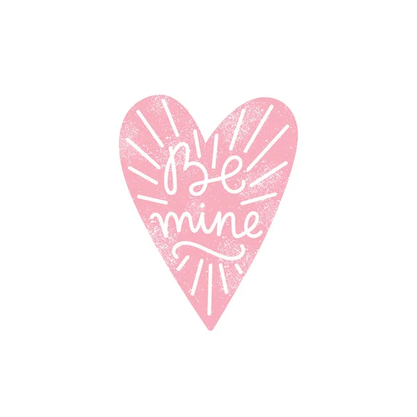 Be mine. Heart silhouette and calligraphy. — Stock Vector