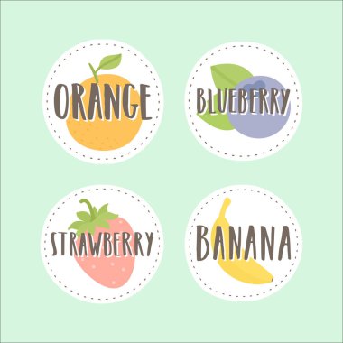 Meyve rozetleri kümesi.