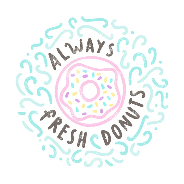 Altijd verse donuts. — Stockvector