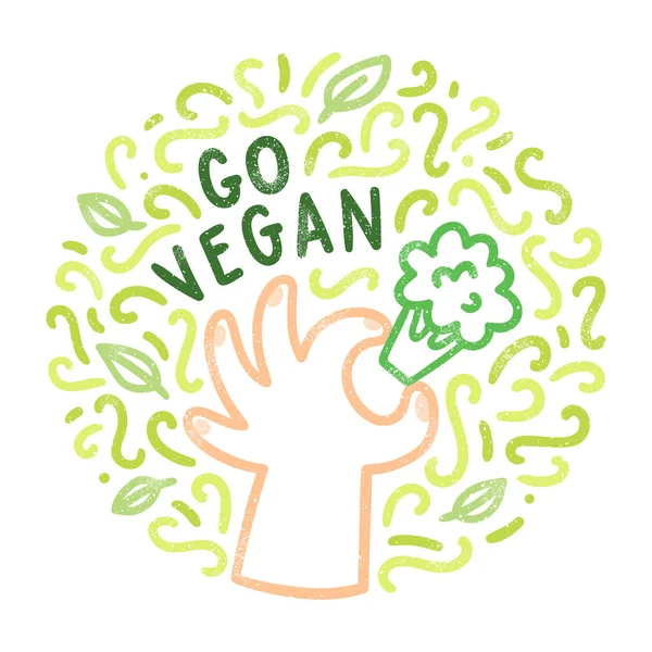 Gå vegan doodles — Stock vektor