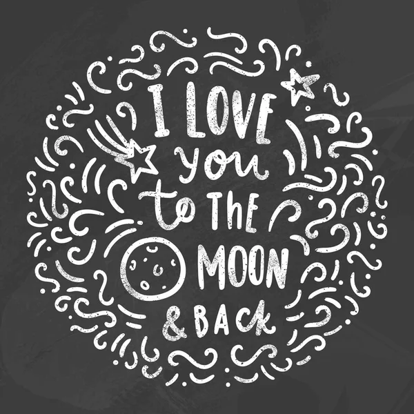 Je t'aime jusqu'à la lune et retour. — Image vectorielle