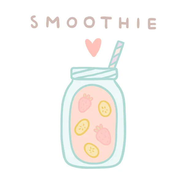 Bananen-Erdbeer-Smoothie. — Stockvektor