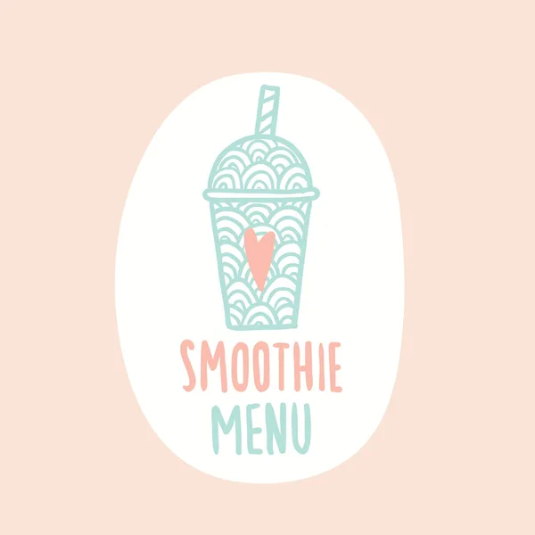 Smoothie menu. Cup met smoothie te gaan. — Stockvector