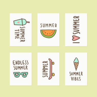 Sevimli yaz hediye kart dizisini.