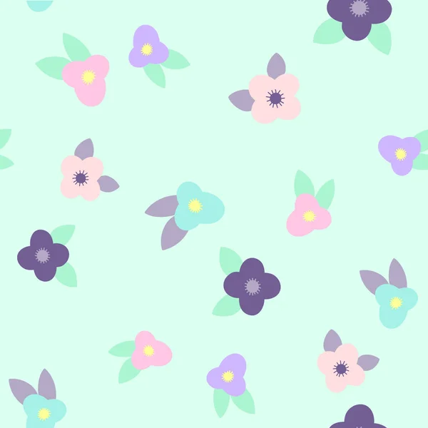 Lindo púrpura, rosa, flores azules fondo . — Vector de stock