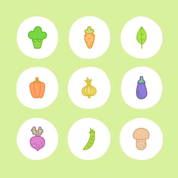 Conjunto de iconos de verduras . — Vector de stock