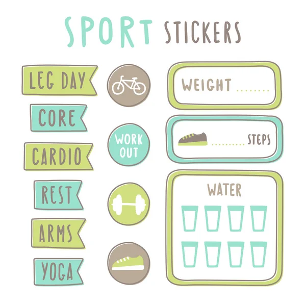 Set of fitness planning stickers. Printable. — Stock Vector