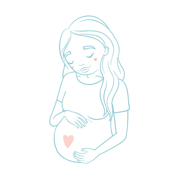 Niedliche schwangere Frau. — Stockvektor