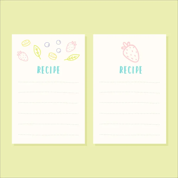 Conjunto de 2 tarjetas de recetas . — Vector de stock