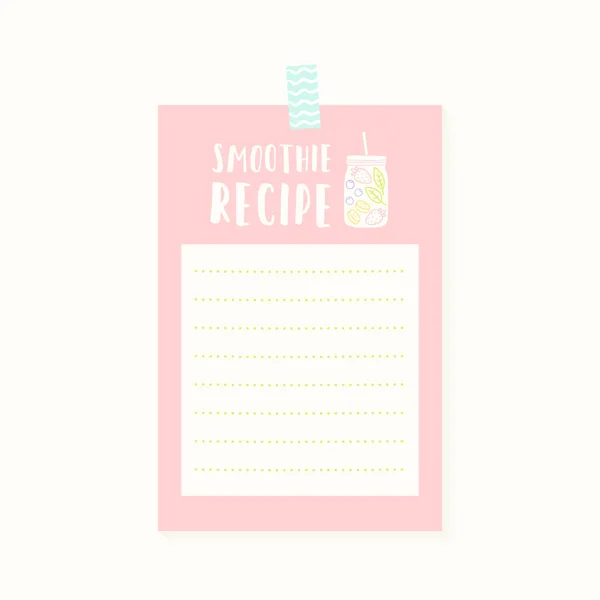 Receptkaart smoothie. — Stockvector