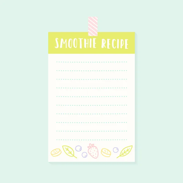 Κάρτα Συνταγή Smoothie. — Διανυσματικό Αρχείο