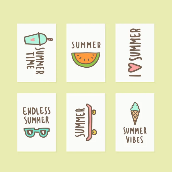 Set of cute summer gift cards. — Stock Vector