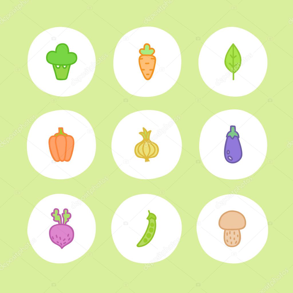 Set of vegetables icons.