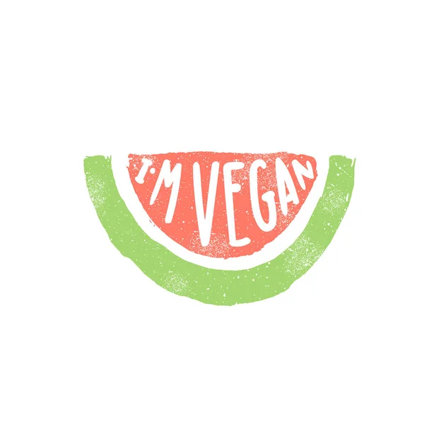 I am vegan. Watermelon piece silhouette — Stock Vector