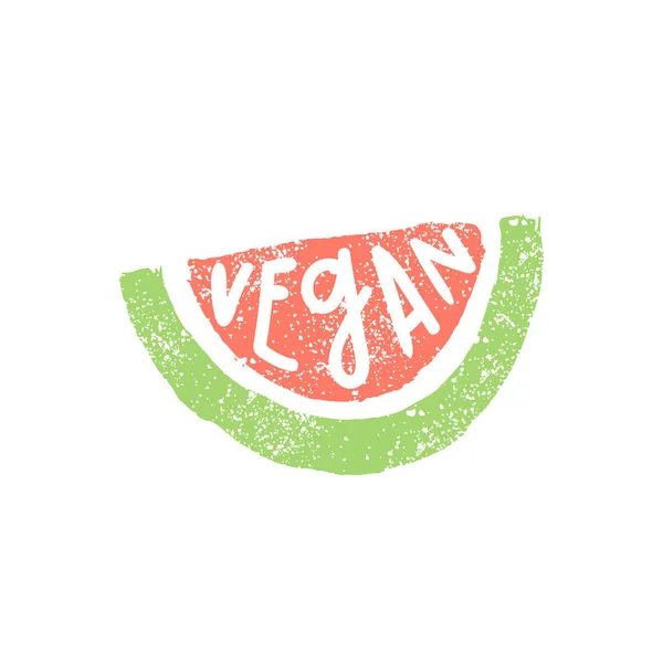 Pedazo de sandía. Letras veganas . — Vector de stock