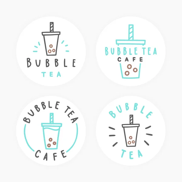 Conjunto de insignias de té de burbuja . — Vector de stock