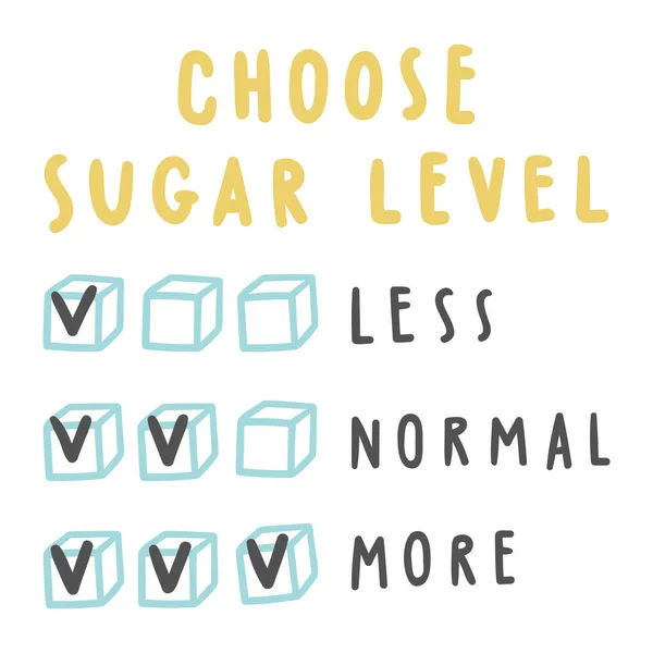 Elegir el nivel de azúcar para bebidas . — Vector de stock