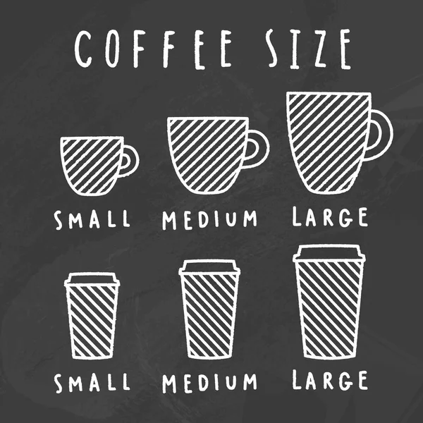 Välj storlek på kaffe. Svarta tavlan stil — Stock vektor