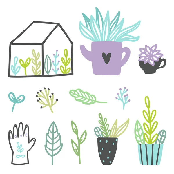 Set of cute plants. — Stock Vector