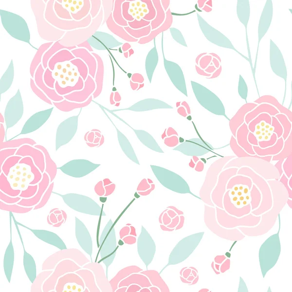 Cute pink peony seamless pattern. — Stock Vector