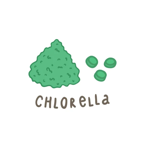 Chlorella powder superfood. — Stock Vector