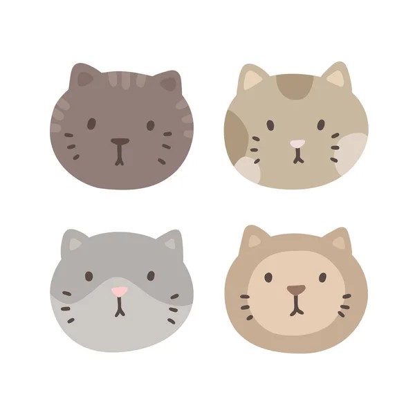Conjunto de quatro faces de gatos . — Vetor de Stock