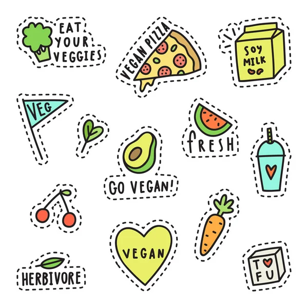 Vegan pins, stickers. — Stock Vector