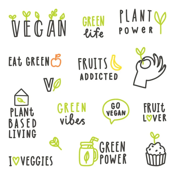 Conjunto de signos de texto veganos . — Archivo Imágenes Vectoriales