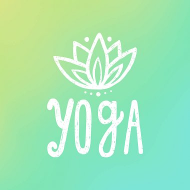 Yoga ve lotus degrade arka plan üzerinde.