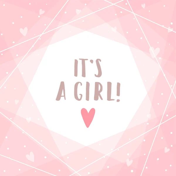 Haar een meisje. Schattig roze wenskaart. — Stockvector